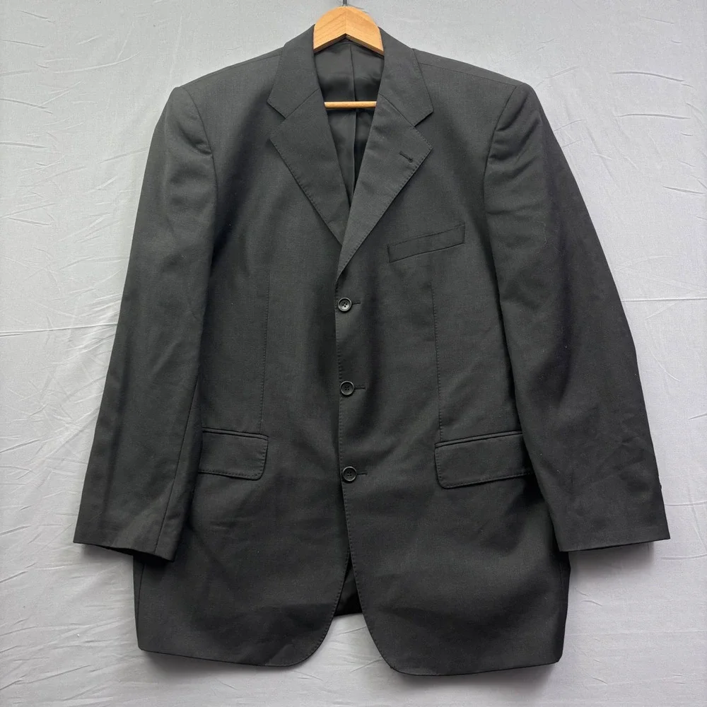 Daniels Paris Mens Super 120s Wool 3 Button Blazer Jacket Black Size 56 Drop 6